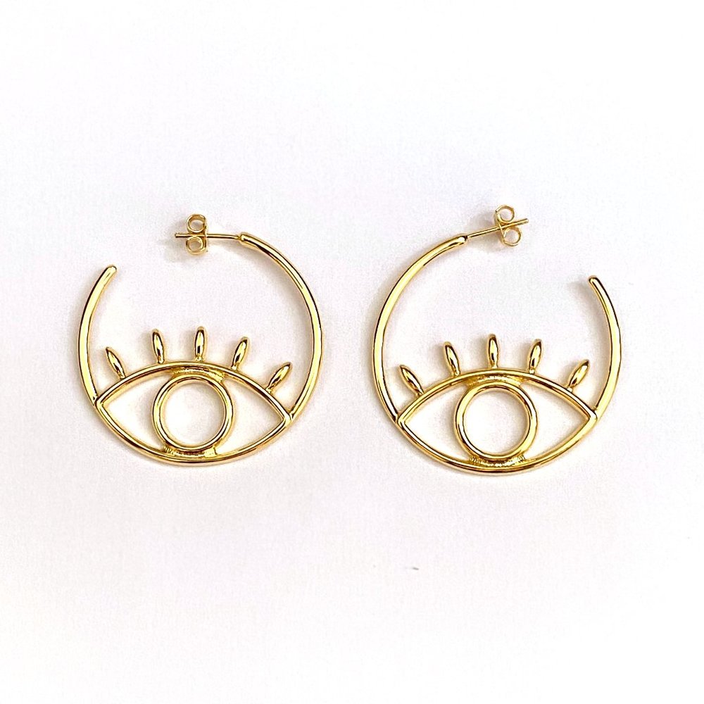 Visionary Hoop Earrings, 18K Gold Filled